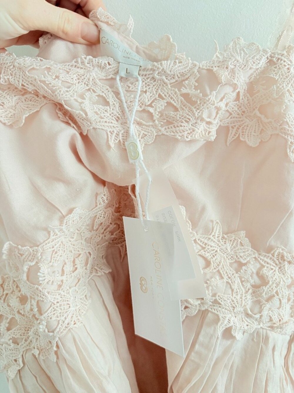 Caroline Constas Daisy Lace Maxi Dress NWT Floral Embroidered Pink Size Large - Picture 8 of 10